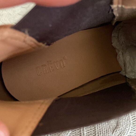 Crevo Alicia Tan Brown Leather Suede Round Toe Block Heel Casual Fall Boots - Picture 11 of 12